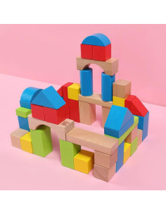 Bloques de Madera Hape - Set Educativo 50 Piezas Colores Brillantes 2