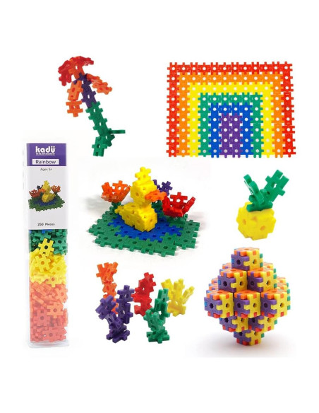 KADU Juguete de Construcción 250 Piezas Arcoíris 5+