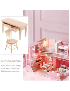 Juego de Muebles de Mini Casa de Muñecas JOINPAYA 1:12 Mesa y Silla 2