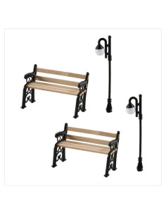 Conjunto Miniatura Banco y Lámpara de Calle Kopida 5x2x3.3cm