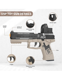 Pistola de Juguete SHOOTOSE USP con 40 Balas de Espuma 2