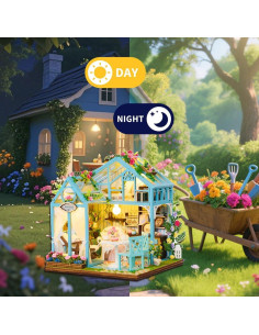 Kit Casa de Muñecas DIY Juivin Reverie Floral con Muebles y LED 2