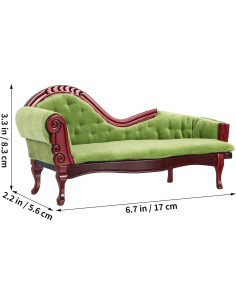 Sofá Miniatura de Madera Vintage ABOOFAN 17x5.6 cm 1:12 2