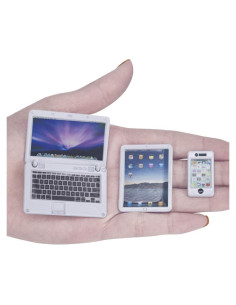 Miniaturas de Accesorios para Casa de Muñecas - 3 Portátiles Blancos