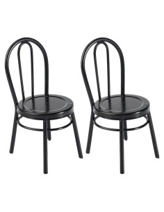 2 Sillas Miniatura de Metal Negra para Casa de Muñecas Hiawbon