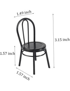 2 Sillas Miniatura de Metal Negra para Casa de Muñecas Hiawbon 2