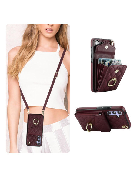 Funda Cartera QLTYPRI para Samsung Galaxy S25 - Rojo Vino Funda Cartera QLTYPRI para Samsung Galaxy S25 - Rojo Vino