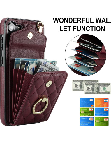 Funda Cartera QLTYPRI para Samsung Galaxy S25 - Rojo Vino