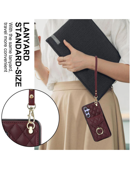 Funda Cartera QLTYPRI para Samsung Galaxy S25 - Rojo Vino Funda Cartera QLTYPRI para Samsung Galaxy S25 - Rojo Vino