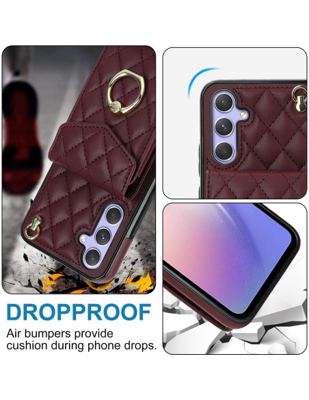 Funda Cartera QLTYPRI para Samsung Galaxy S25 - Rojo Vino Funda Cartera QLTYPRI para Samsung Galaxy S25 - Rojo Vino