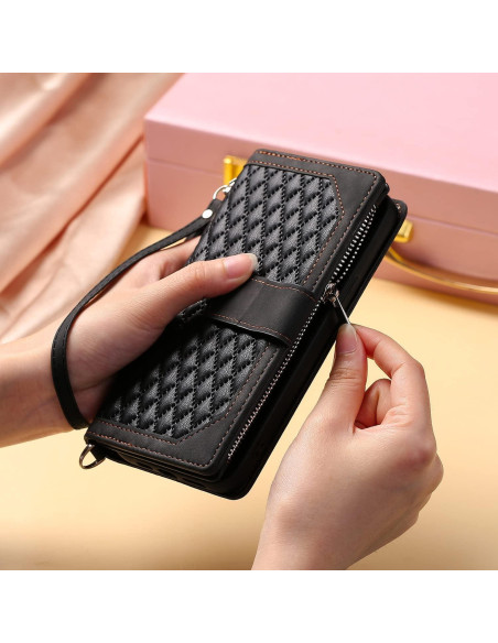 Funda de Cartera Plegable SINQERISHT para iPhone 16 Pro Max Negro