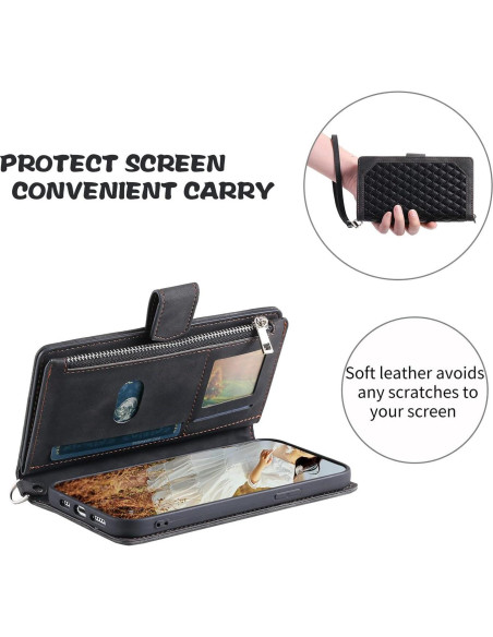 Funda de Cartera Plegable SINQERISHT para iPhone 16 Pro Max Negro