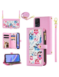 Funda Billetera Rosa Furiet para TCL 40 SE con Correa