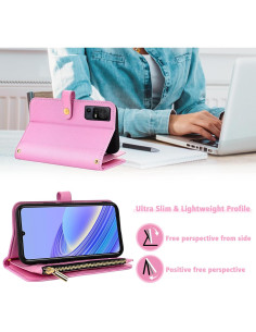 Funda Billetera Rosa Furiet para TCL 40 SE con Correa 2