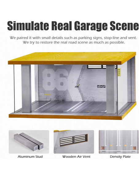 Garaje de Madera 1/24 con Luz LED y Acrílico - Exhibidor de Coches Garaje de Madera 1/24 con Luz LED y Acrílico - Exhibidor de Coches