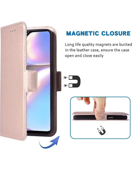 Funda Flip Wallet Samsung Galaxy A10S Oro Rosa con Soporte Funda Flip Wallet Samsung Galaxy A10S Oro Rosa con Soporte