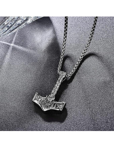 Collar Martillo de Thor Mjolnir 925 Plata Esterlina Negro 2