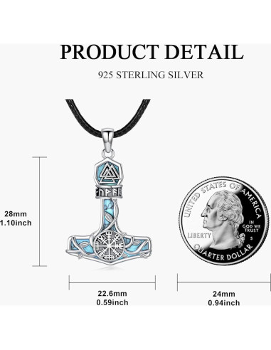 Collar Martillo de Thor MONGAS Plata Esterlina Árbol de la Vida