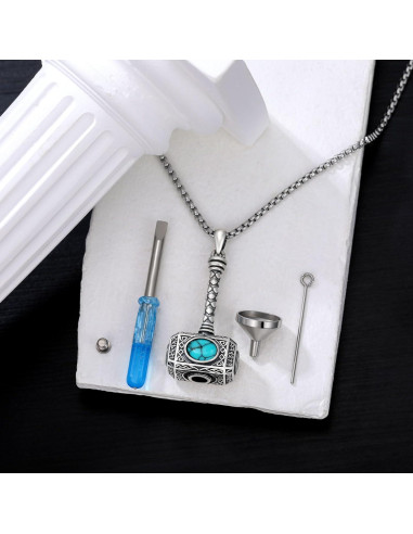Collar Martillo de Thor Mjolnir Plata Esterlina 925 Turquesa