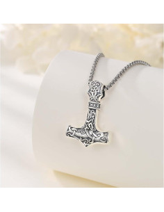 Collar Vikingo de Plata Esterlina 925 con Martillo de Thor 2