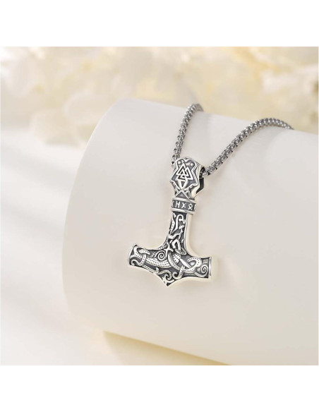 Collar Vikingo de Plata Esterlina 925 con Martillo de Thor
