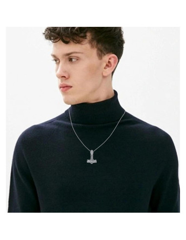 Collar Vikingo de Plata Esterlina 925 con Martillo de Thor