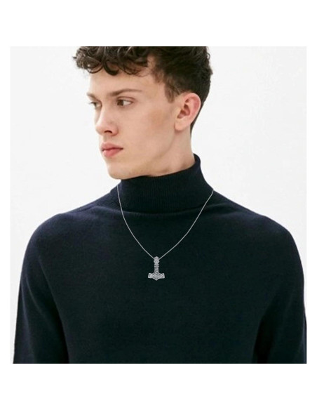 Collar Vikingo de Plata Esterlina 925 con Martillo de Thor