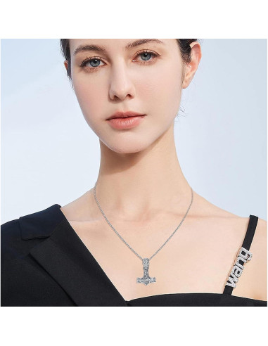 Collar Vikingo de Plata Esterlina 925 con Martillo de Thor