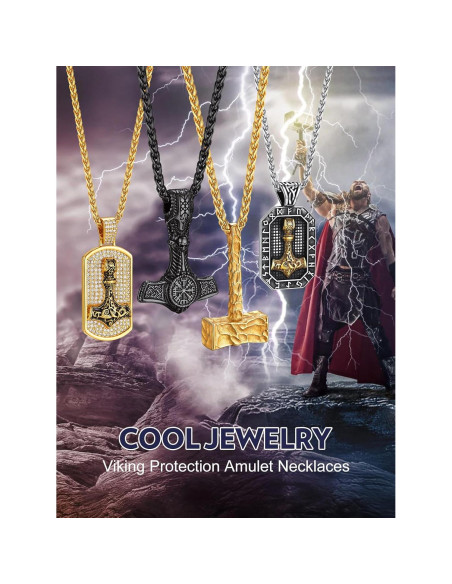 Collar de Péndulo Viking Bandmax con Martillo de Thor 51.5mm