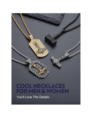 Collar de Péndulo Viking Bandmax con Martillo de Thor 51.5mm