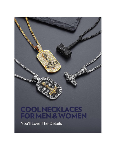 Collar de Péndulo Viking Bandmax con Martillo de Thor 51.5mm