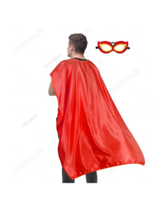 Capa y Máscara de Superhéroe D.Q.Z para Adultos - Rojo