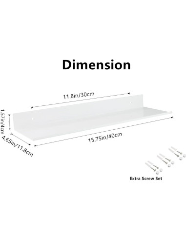 Estante Flotante Z metnal 40.64 cm Aluminio Rústico 2 Piezas