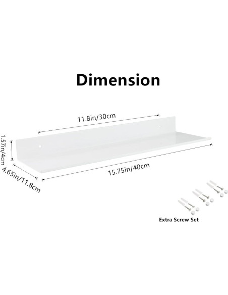 Estante Flotante Z metnal 40.64 cm Aluminio Rústico 2 Piezas