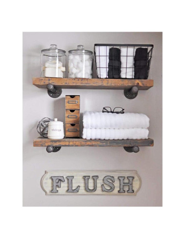 Estantes Flotantes de Madera New England 24" Nuez Especial - Juego de 2