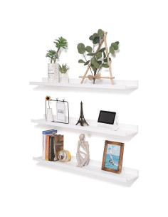 Estantes Flotantes de Madera AZSKY Set de 3 91.44 cm Blancos