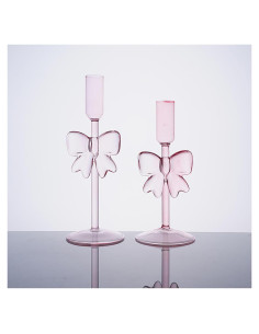 Soportes de Velas de Vidrio Rosa LTMWFH - Juego de 2, 21.3cm