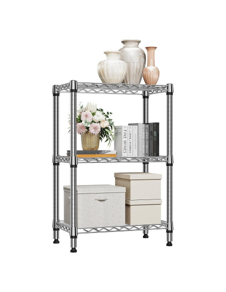 Estantería de metal 3 niveles M MZG cromo 90.2 cm H 60 cm W