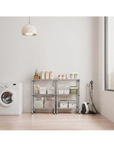 Estantería de metal 3 niveles M MZG cromo 90.2 cm H 60 cm W