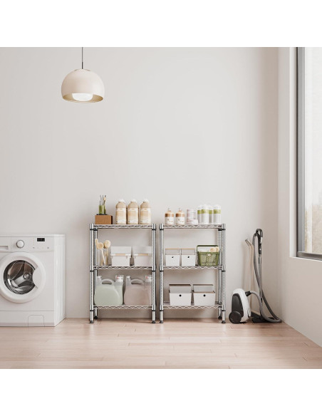 Estantería de metal 3 niveles M MZG cromo 90.2 cm H 60 cm W