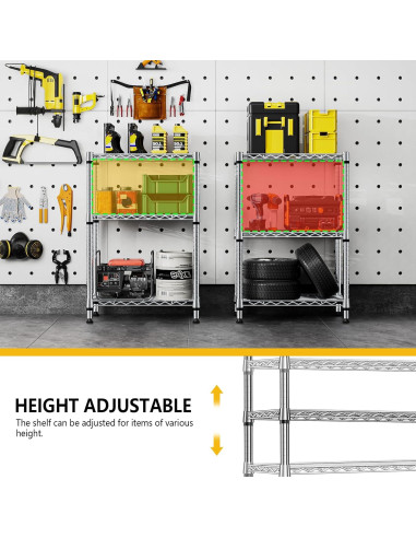 Estantería de metal 3 niveles M MZG cromo 90.2 cm H 60 cm W