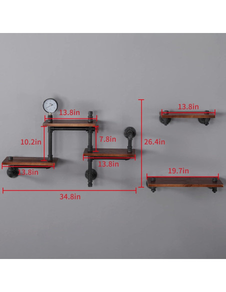 Estantería Flotante Industrial SSS Furniture 5 Capas Madera