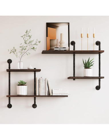 Estantería de Tubería Industrial THRONKENGER 4 Niveles Madera