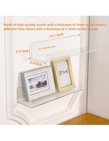 Estante Flotante Invisible CY craft 6 PCS Acrílico 38.4 cm