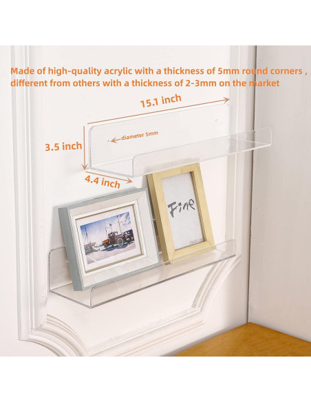 Estante Flotante Invisible CY craft 6 PCS Acrílico 38.4 cm