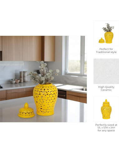 Tarro Decorativo Sagebrook Home 61 cm Amarillo Cerámica
