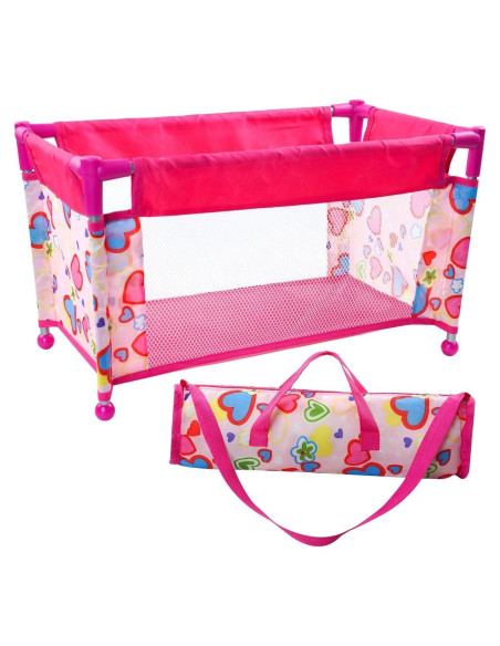 Cuna de Muñeca Reborn JIZHI Plegable Rosa 52x31x31cm
