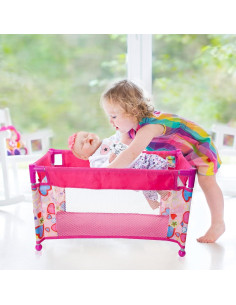 Cuna de Muñeca Reborn JIZHI Plegable Rosa 52x31x31cm 2