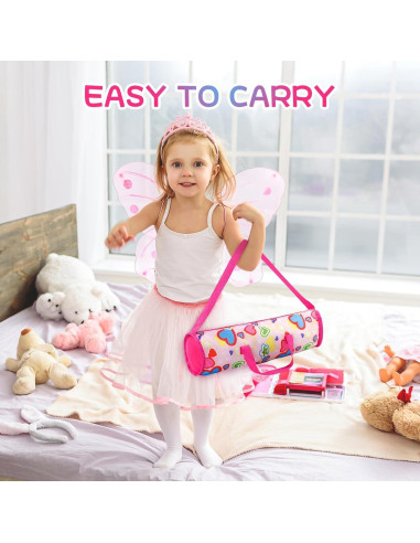 Cuna de Muñeca Reborn JIZHI Plegable Rosa 52x31x31cm