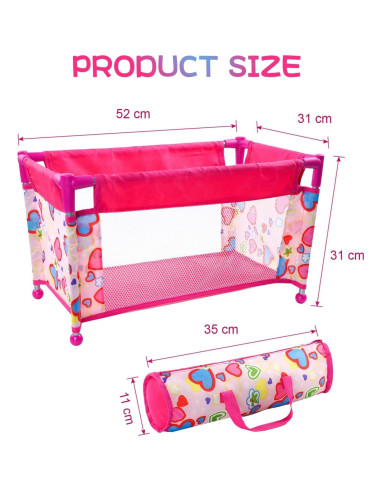Cuna de Muñeca Reborn JIZHI Plegable Rosa 52x31x31cm